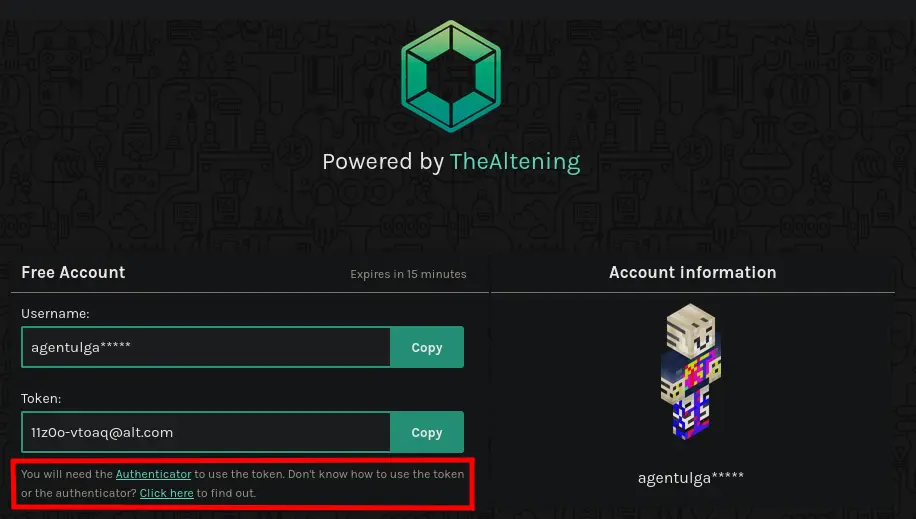 Altening prompting users to download “authenticator”
