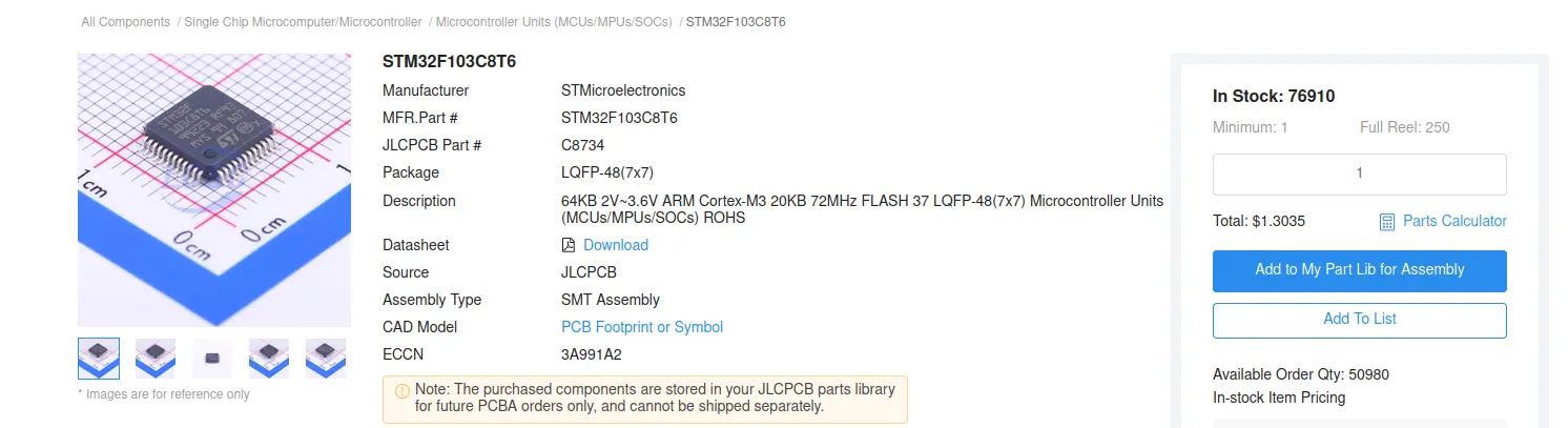STM32 JLCPCB listing